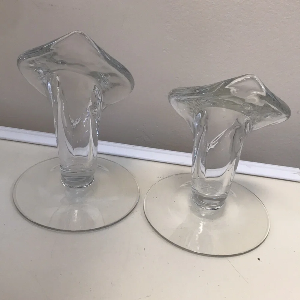 Pair‎ of Vintage (1940's) Cambridge Glass Calla Lily Candlesticks